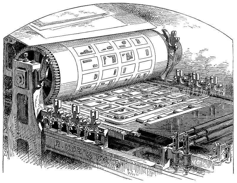 锄单缸平板凸版印刷机- 19世纪